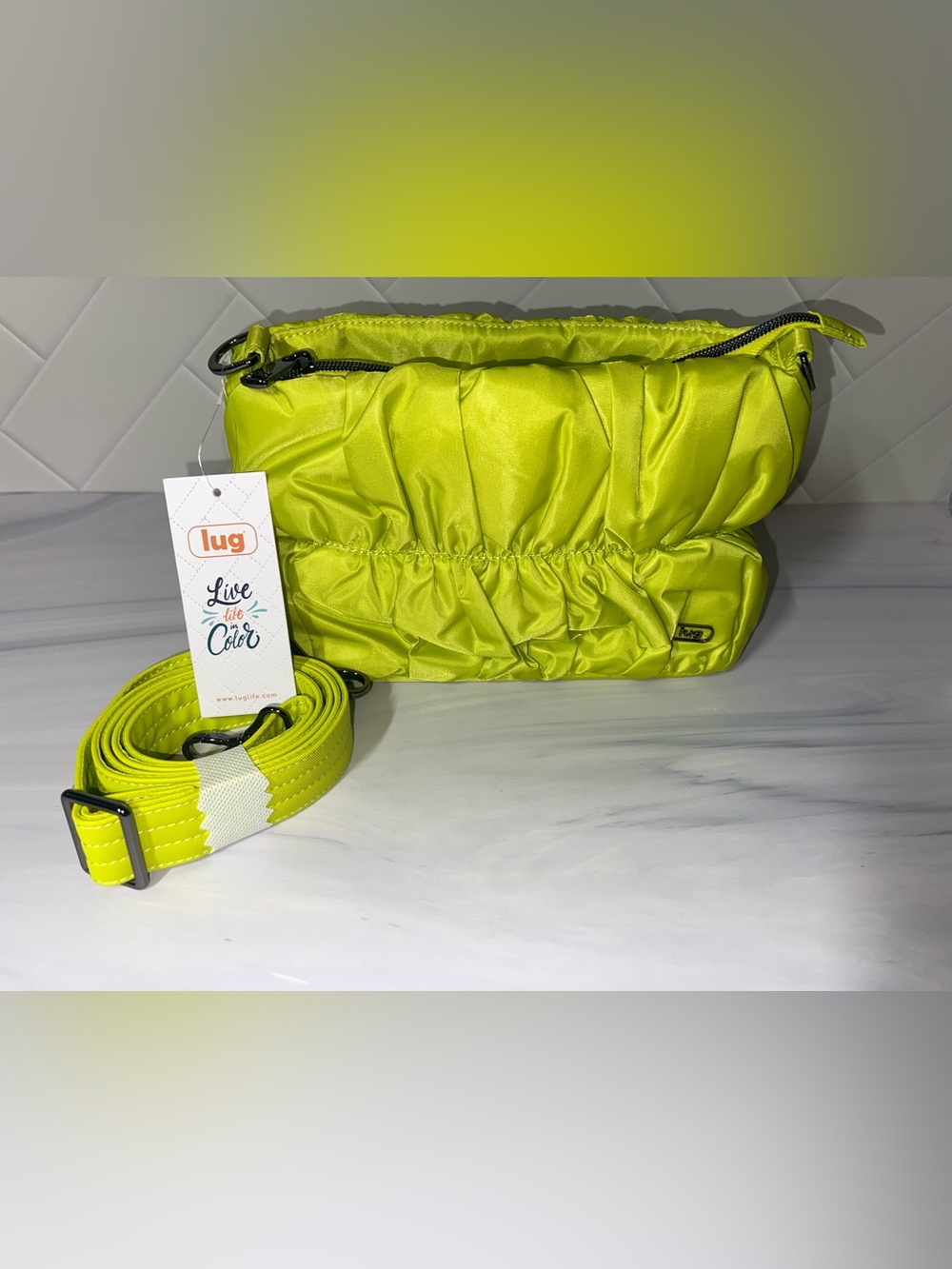 Lug ruched Flounce in Lemon Lime crossbody - new!